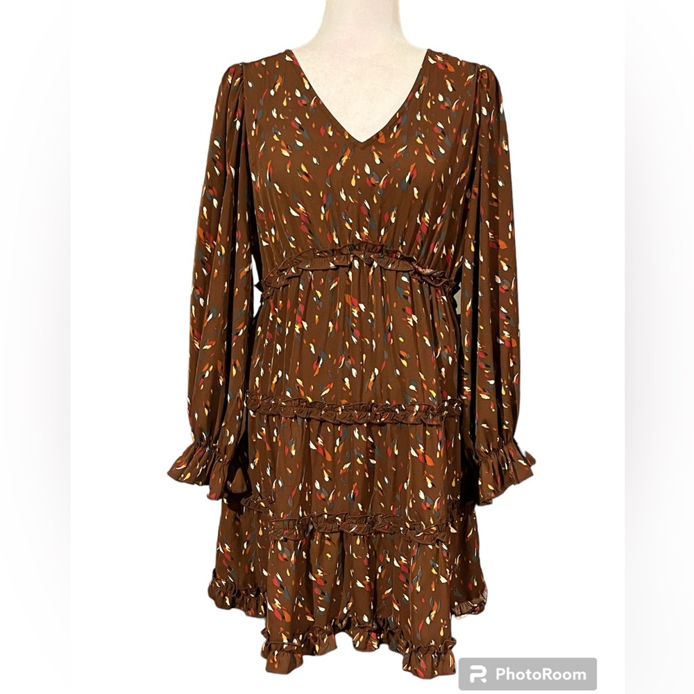NWT Jodifl FEATHERED STROKES TIERED BABYDOLL DRESS Size Medium
